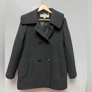 Preowned Trina Turk [sz 10 ] Wool Blend Double Breasted Pea Coat in BLACK